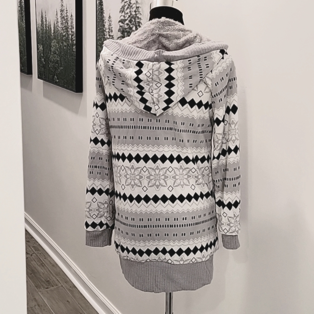 L ONLY Left! Fleece Lined Hoodie Cardigan Sweater Jacket - Picture 3 of 3